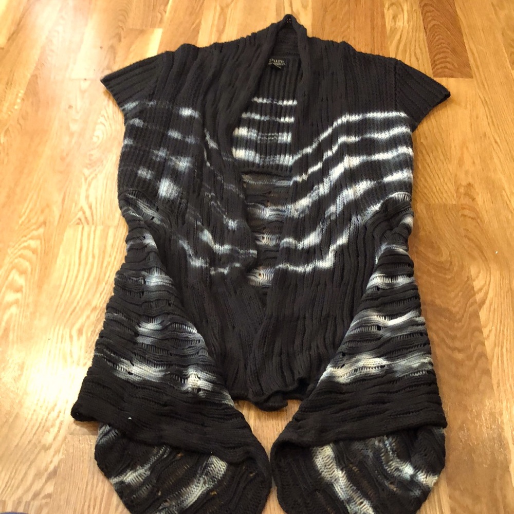 Three shades of gray. 100% cotton crochet sweater.